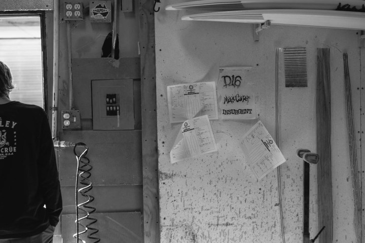 a person standing next to a door